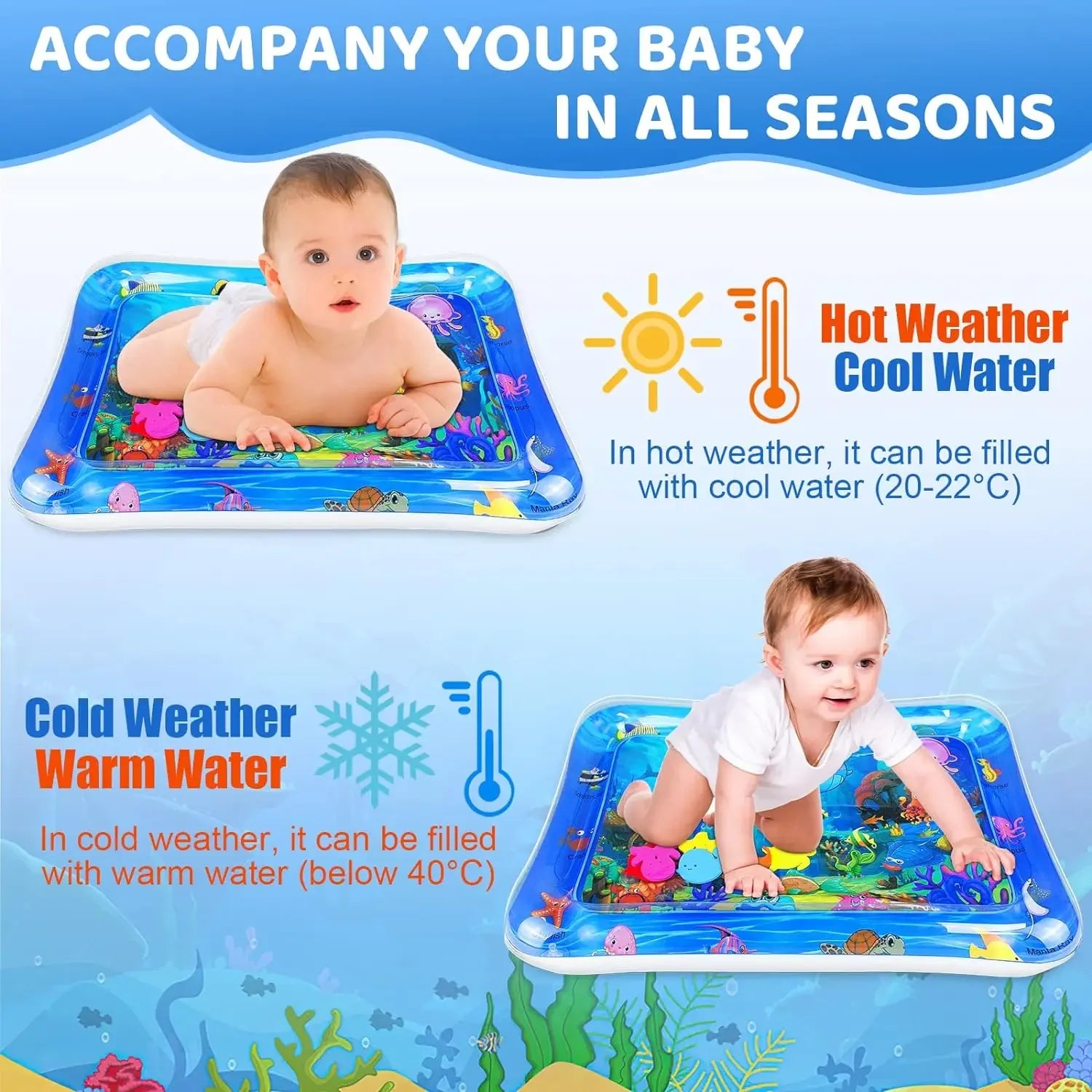 Inflatable Water Sensory Play Mat – Ocean-Themed Interactive Pet Toy