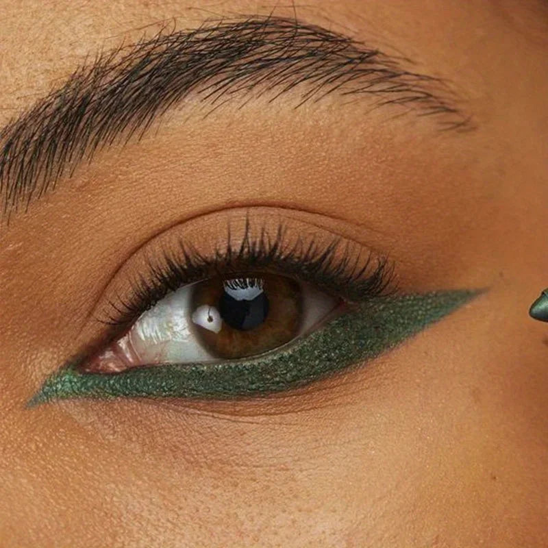 Ombre à paupières caméléon pailletée verte, crayon eyeliner brillant chromé waterproof vert, or et violet, stylo de maquillage effet ver à soie