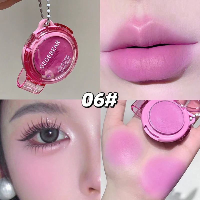 Blush Crème Mat Rose-Violet — Multi-usage pour Lèvres et Joues, Rouge à Lèvres Texture Boue, Blush Monochrome, Illumine le Visage, Application Facile, Maquillage Rouge