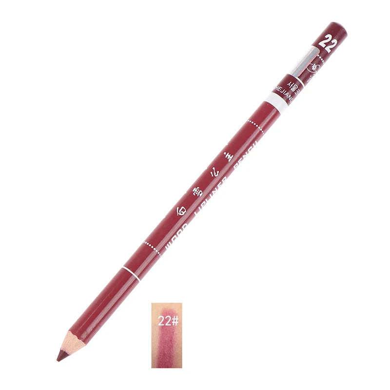 Crayon à Lèvres Professionnel en Bois – Waterproof, Doux, Longue Tenue, Maquillage pour Femmes, 28 Couleurs