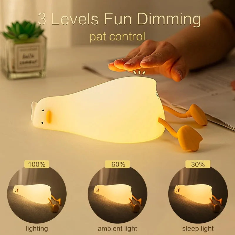 Cute LED Duck Night Light – Rechargeable Touch Silicone Lamp for Kids & Bedroom Decor