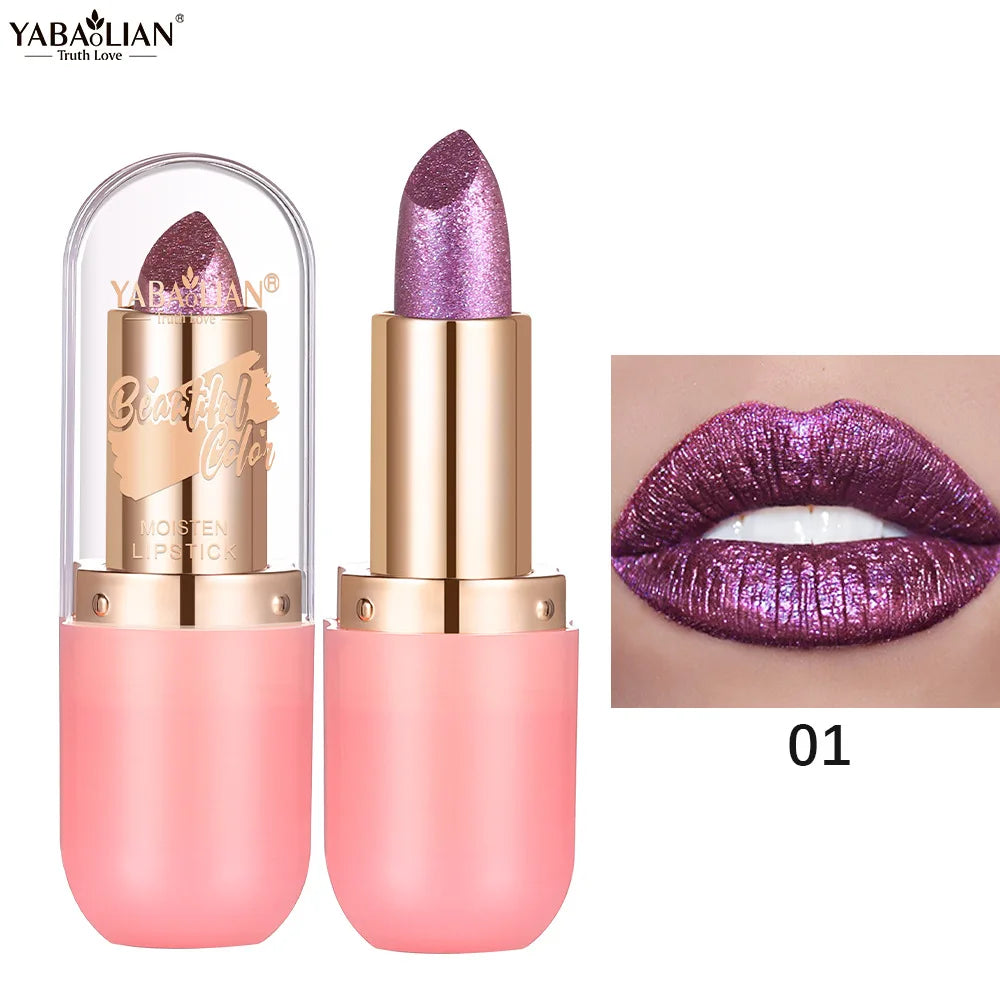 Rouge à lèvres caméléon métallique violet – Effet changeant avec finition mate et pailletée diamant | Brillance nacrée et waterproof | Maquillage sexy et éclatant