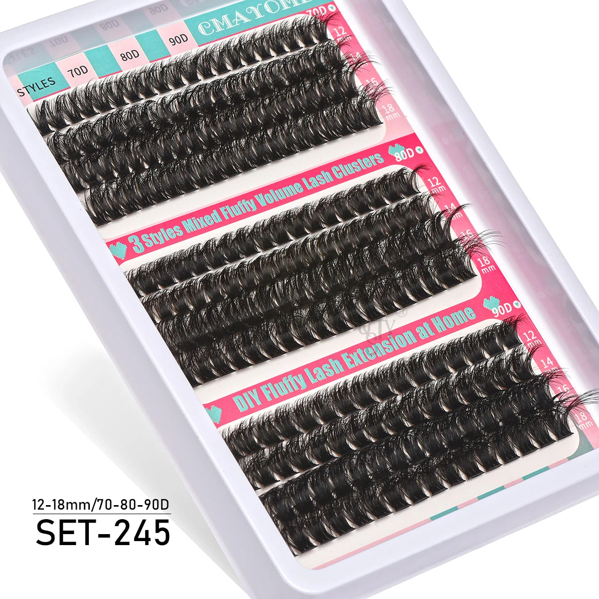 600 pcs Extensions de cils individuels – Grappes épaisses et volumineuses, 30D/100D, longueurs mixtes, DIY – Cils faciles à appliquer et à retirer