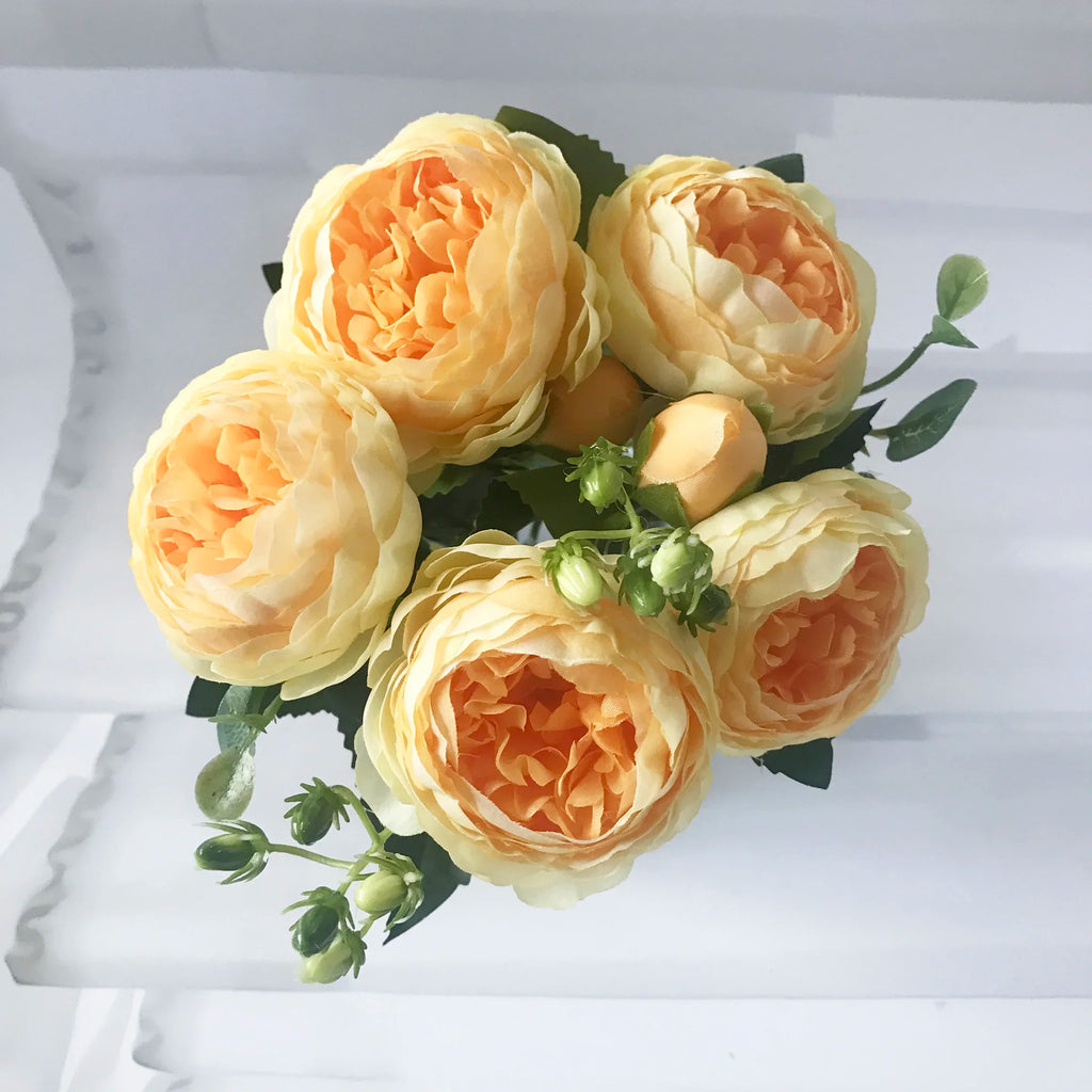 30CM Silk Peony Bouquet – Artificial Pink Flowers for Home & Wedding Décor