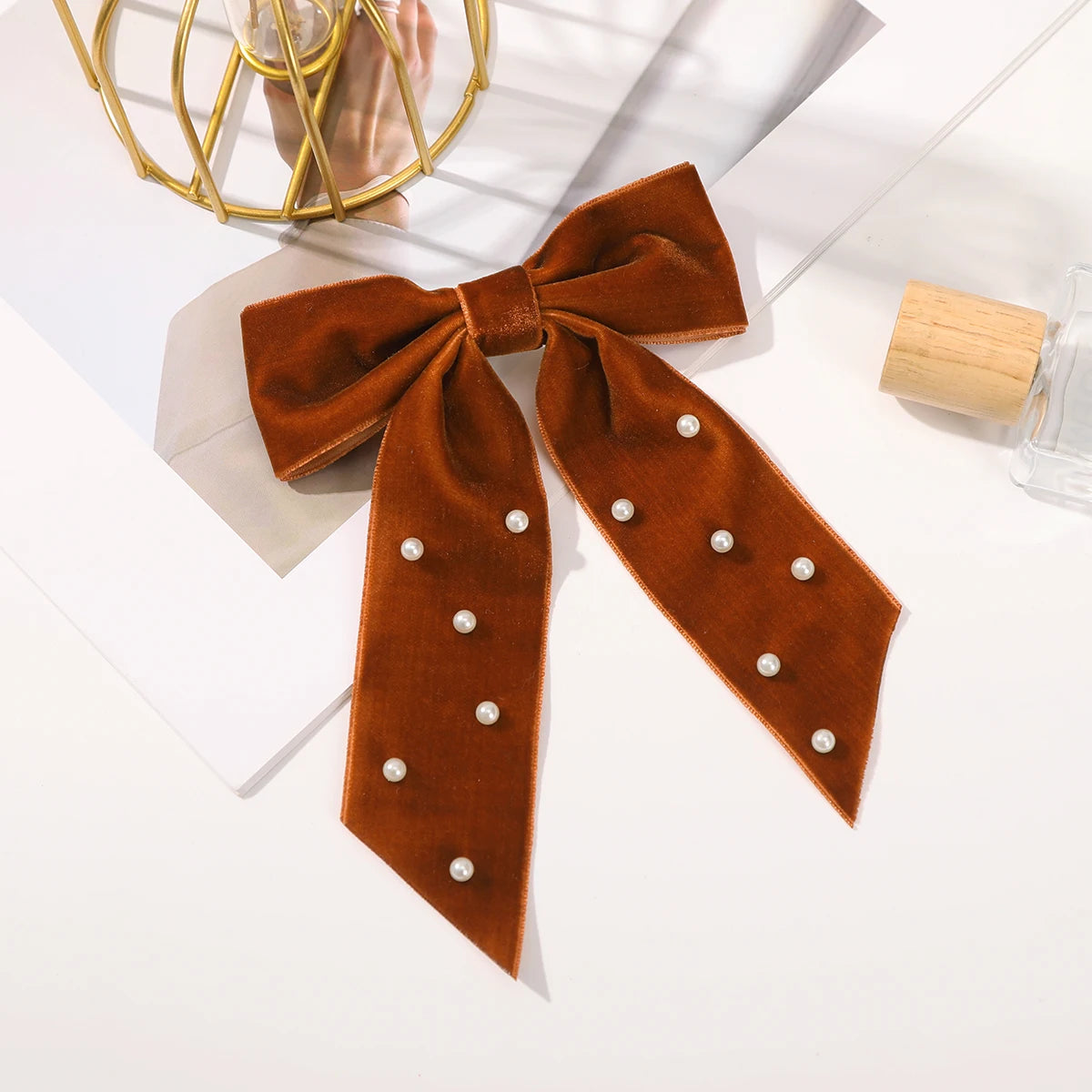 « Barrettes Femme – Nœud Velours, Noir & Rouge »