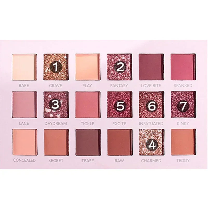 **« Palette fards à paupières 18 couleurs – Pailleté, nacré et mat, longue tenue avec miroir »**