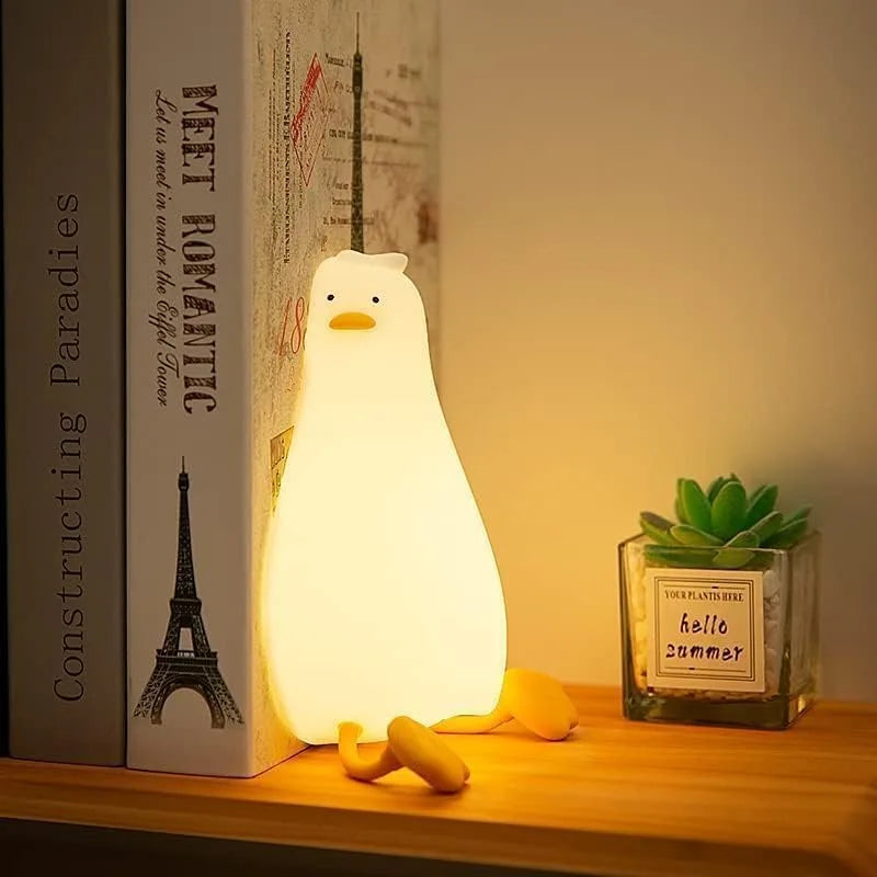 Cute LED Duck Night Light – Rechargeable Touch Silicone Lamp for Kids & Bedroom Decor
