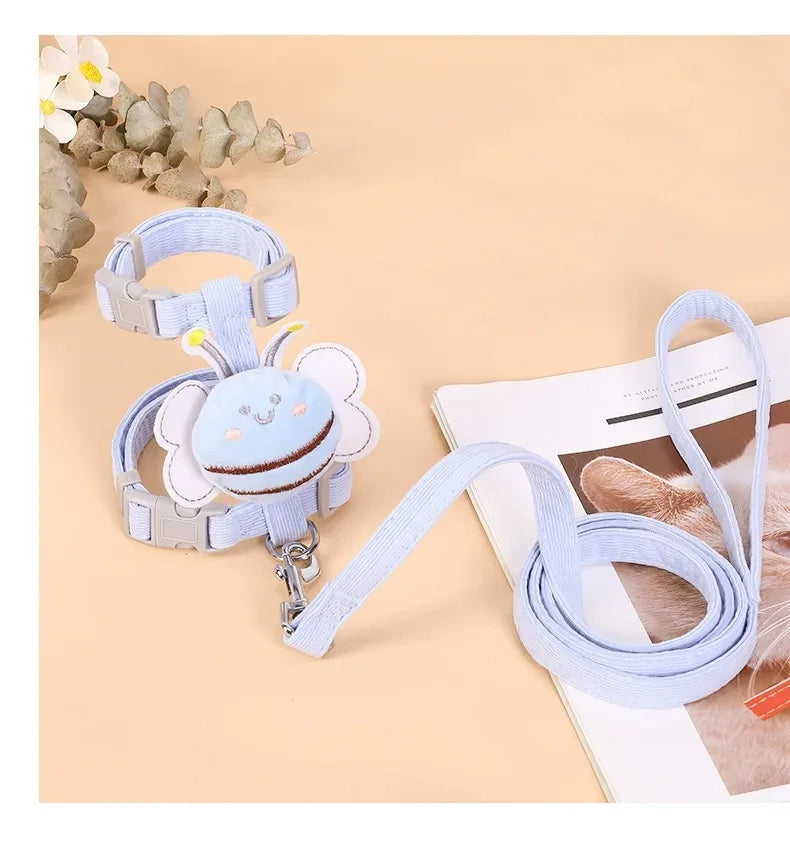 Cartoon Bee Pet Harness & Leash Set – Adjustable Vest for Cats & Small Dogs