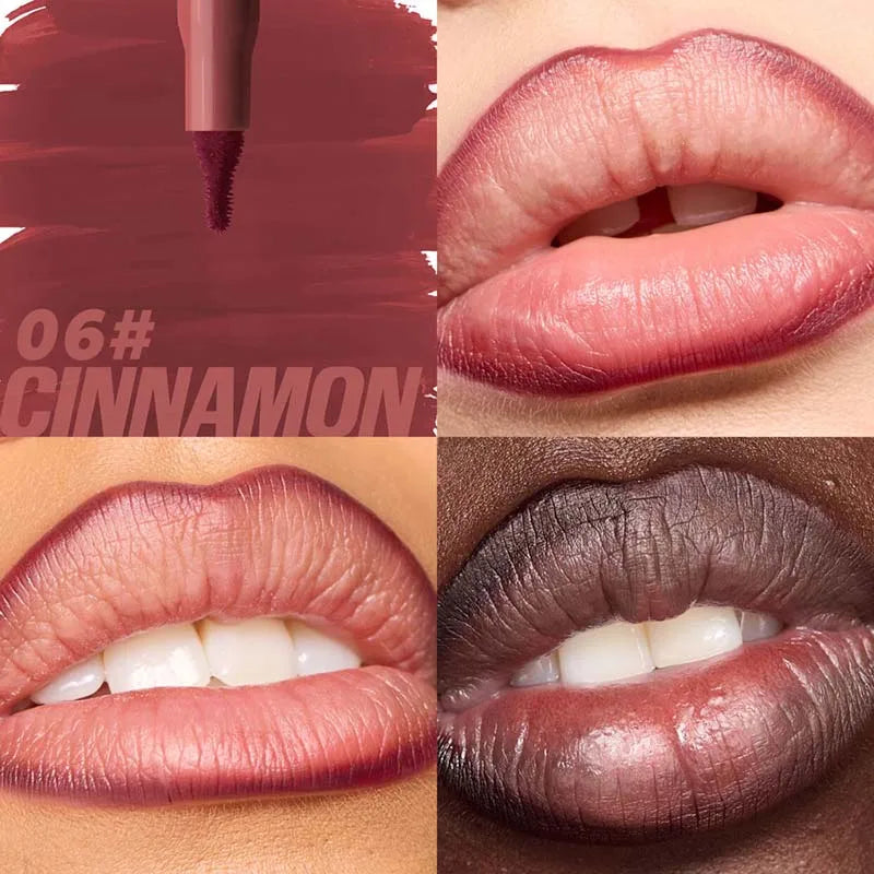 Crayon à Lèvres Velours Marron – Mat, Waterproof, Anti-Transfert, Teintes Nude et Rouge Cerise, Contour des Lèvres, Maquillage pour Femmes