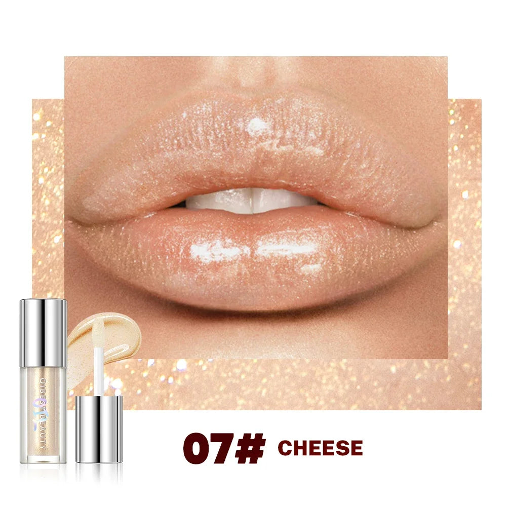 Qibest 8 couleurs hydratant diamant miroitant paillettes brillant à lèvres maquillage scintillant paillettes liquide rouge à lèvres perle brillant à lèvres teinte