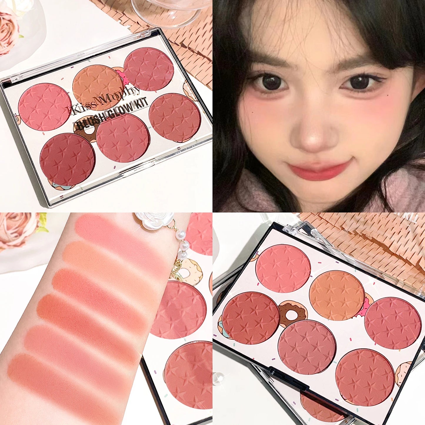 Palette de Blush 6 Couleurs — Fini Mat et Perlé, Waterproof, Multi-couleurs Nudes, Maquillage Naturel, Idéal pour Joues et Retouches Étudiantes (Copie)