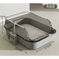 Semi-Covered Cat Litter Box – Anti-Tracking Pet Toilet with Scoop