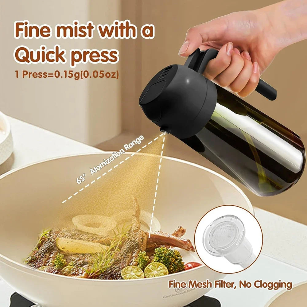 470ml Dark Green Glass Olive Oil Sprayer – 2-in-1 Oil Dispenser & Mister Bottle with Light-Blocking Design