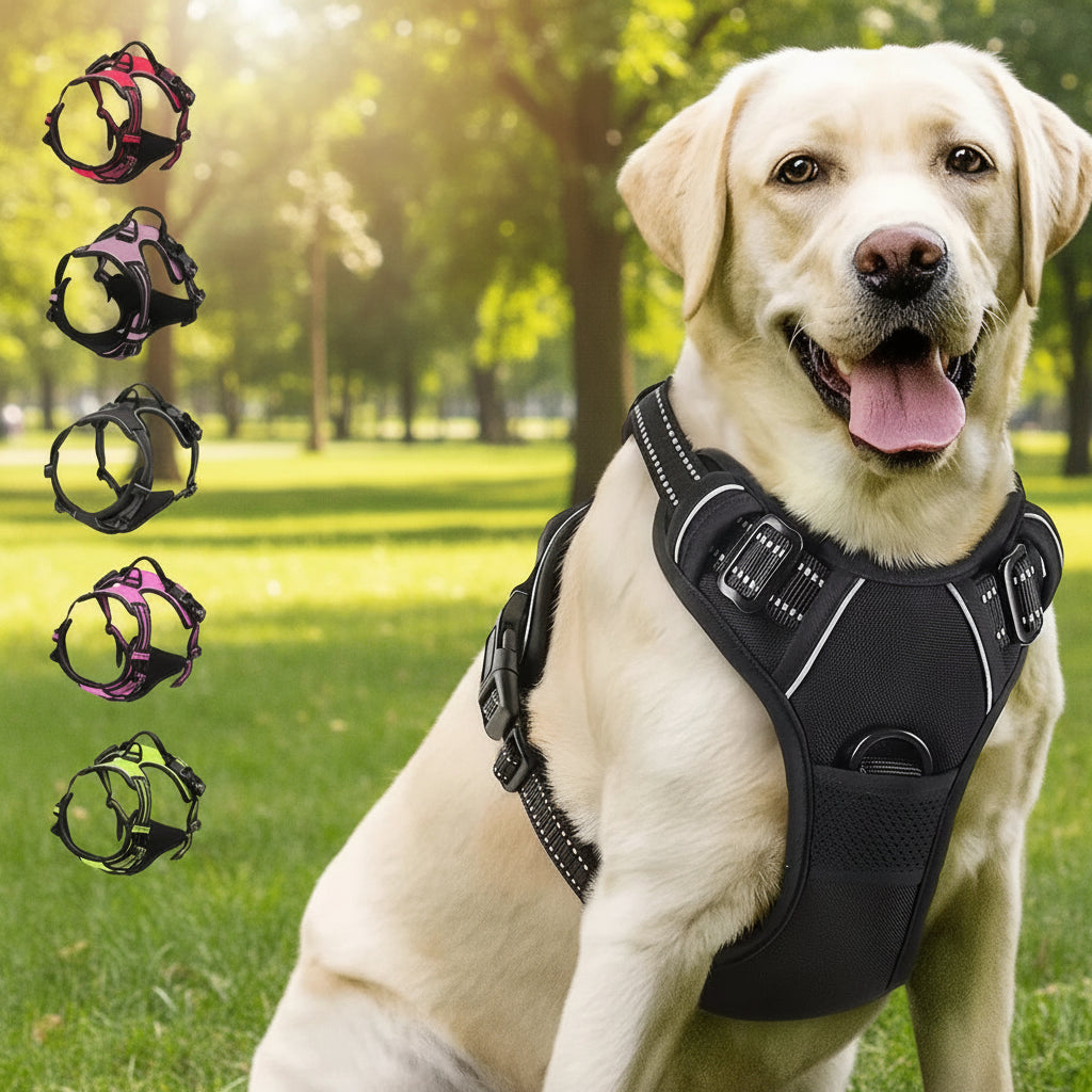 Adjustable No-Pull Dog Harness – Reflective Front-Clip Harness with Handle