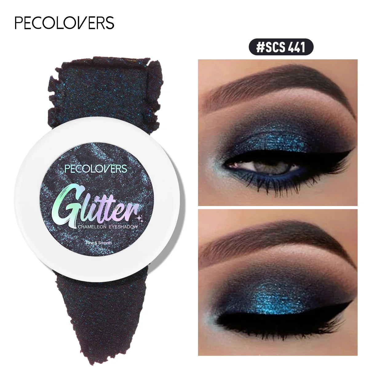 **« Palette fard à paupières monocrome – Nacré blanc, brillant et pailleté »**