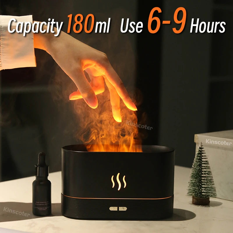 USB Flame Aroma Diffuser – 7 Color LED Humidifier & Essential Oil Aromatherapy Lamp