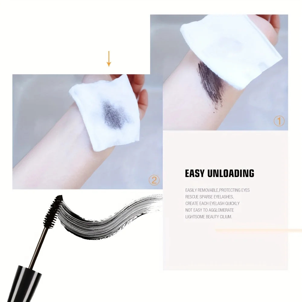 Mascara 5D noir waterproof allongeant cils fibres de soie volumisant pour femme