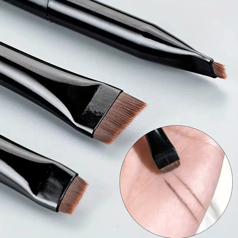 Ensemble de pinceaux de maquillage 3 pièces : pinceau pour eye-liner en forme de faucille, pinceau à sourcils à angle fin, pinceau pour eye-liner, pinceau pour fard à paupières ultra fin