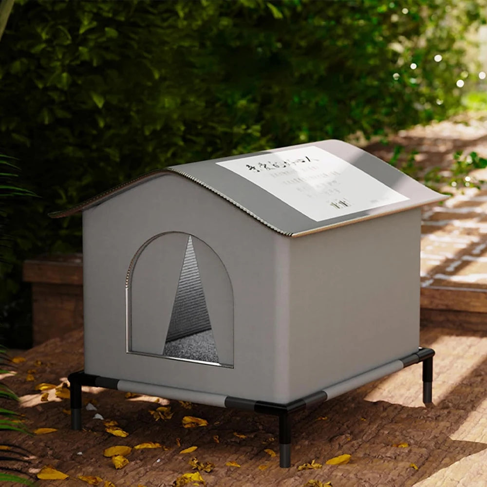 Waterproof Outdoor Cat House – Foldable Pet Shelter with Mat