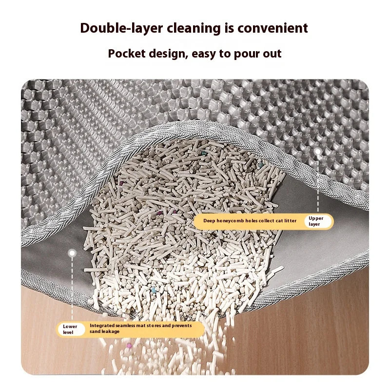 2-Layer Cat Litter Mat – Waterproof Non-Slip Litter Trapping Mat