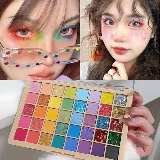 Set de 40 fards à paupières colorés, mats et nacrés, pour scène ou festival, vert, bleu, rose, cadeau fête des mères