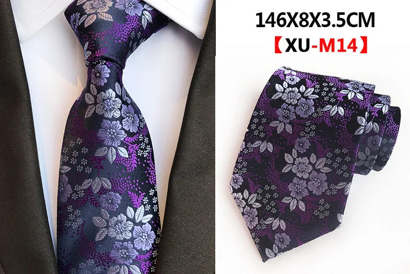 Cravate Homme en Soie 8 cm – Motif Floral Vert et Bleu, Jacquard, pour Costume, Mariage, Fête, Affaires, Cravate Formelle et Cadeau