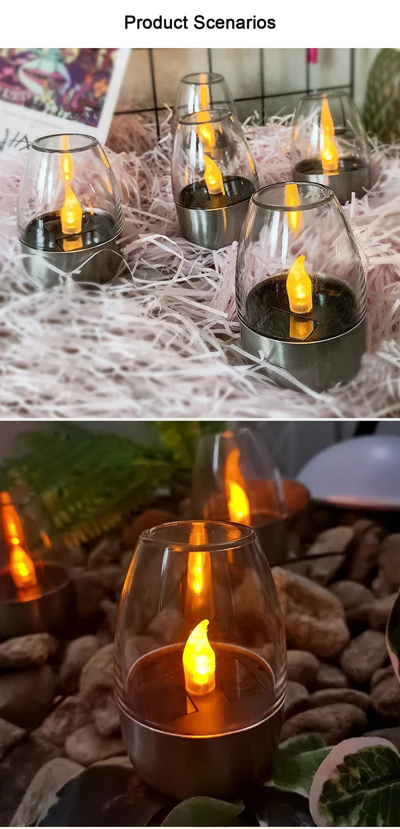 Solar LED Flameless Candles – Waterproof Outdoor Candle Lights for Garden & Wedding Decor