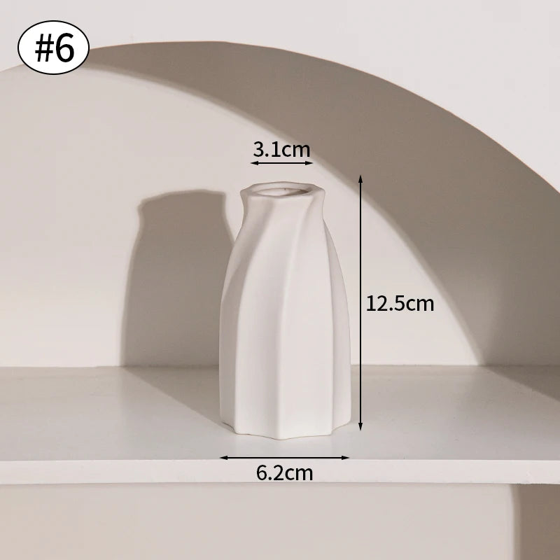 Modern Nordic Ceramic Vase – Minimalist White Flower Vase for Home & Office Decor