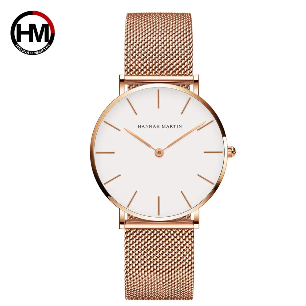 « Montre Femme – Quartz, Étanche, Doré Rose 36 mm »