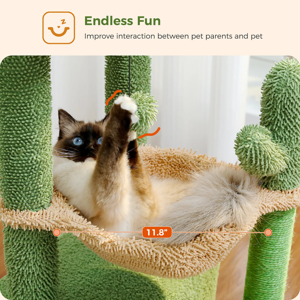 4-in-1 Cat Tree – Cat Condo, Hammock, Scratching Post & Top Perch