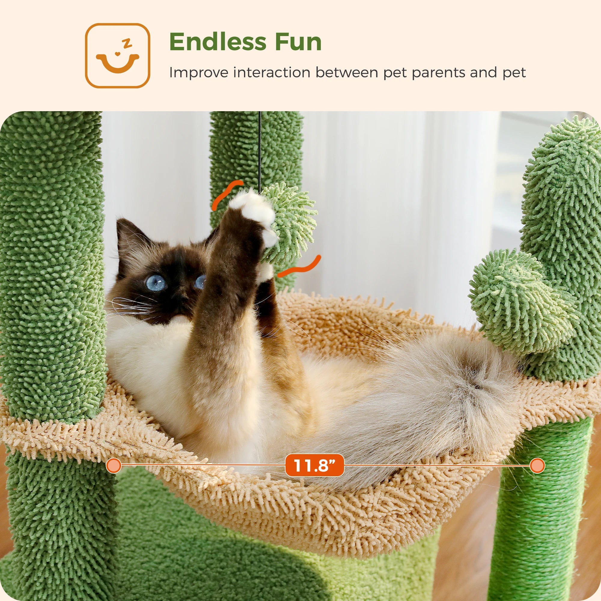 4-in-1 Cat Tree – Cat Condo, Hammock, Scratching Post & Top Perch