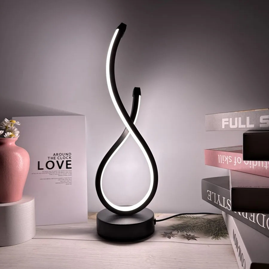 Modern Spiral LED Table Lamp – 3 Color Dimmable Night Light for Bedroom & Office