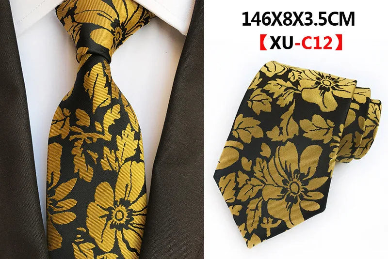 Cravate Homme en Soie 8 cm – Motif Floral Vert et Bleu, Jacquard, pour Costume, Mariage, Fête, Affaires, Cravate Formelle et Cadeau