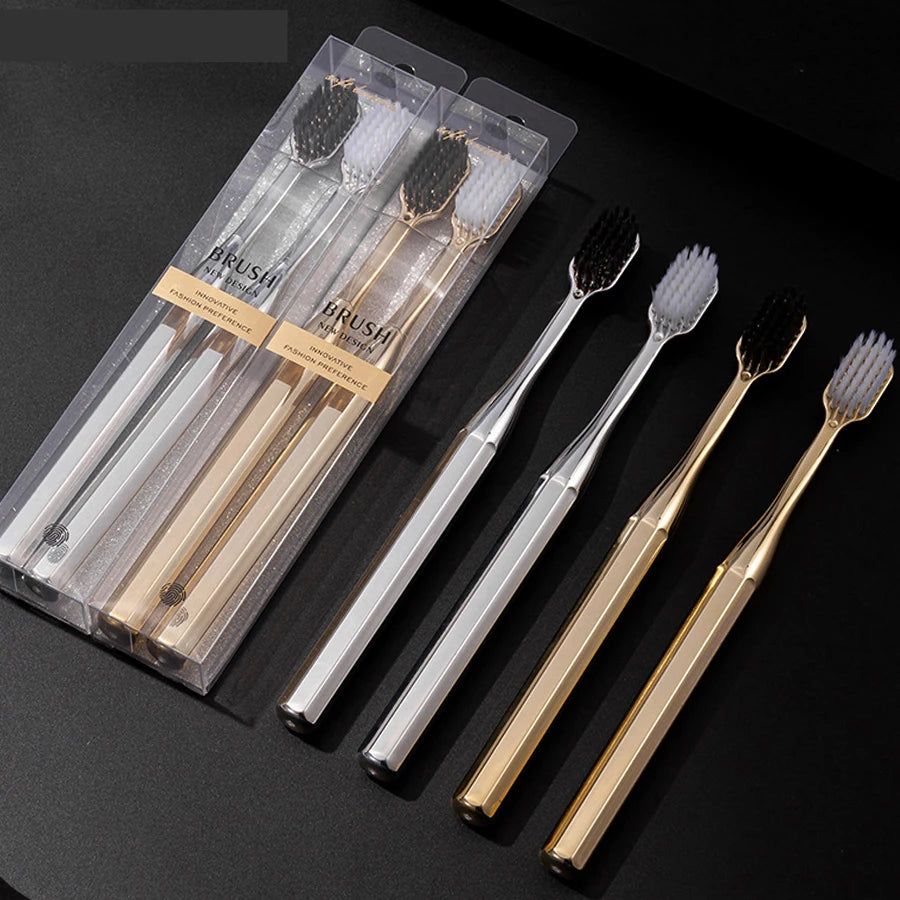 2-Pack Luxury Soft Bristle Toothbrush Set – Roman Column Handle Design
