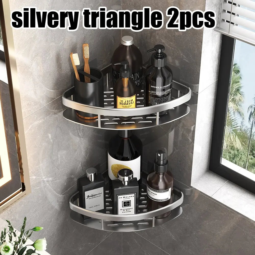 Wall Mounted Bathroom Shower Rack – Corner Shampoo & Towel Storage Shelf
