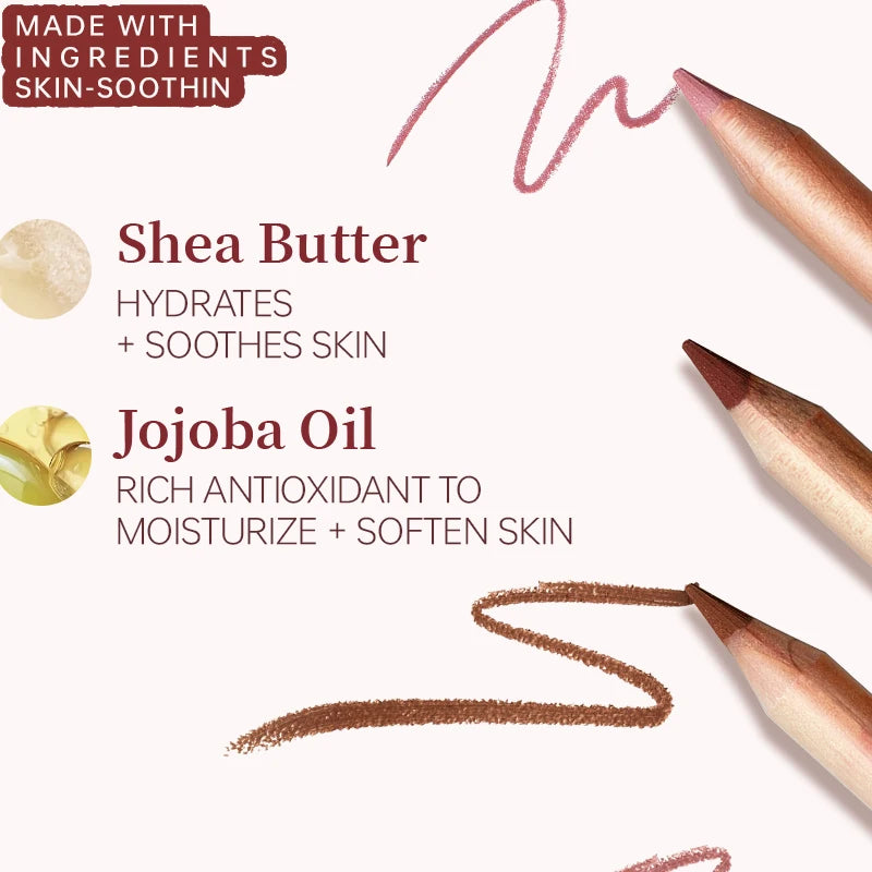 Set Cadeau 6 Crayons à Lèvres Mat Marron – Longue Tenue, Teintes Assorties, Contouring Lisse, Facile à Appliquer