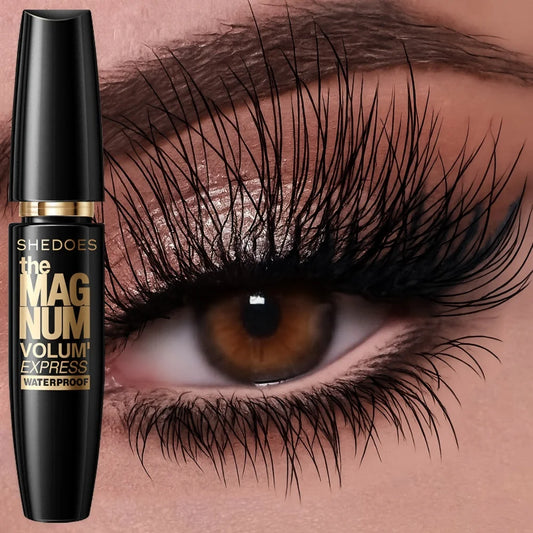 Mascara 5D noir waterproof allongeant cils fibres de soie volumisant pour femme
