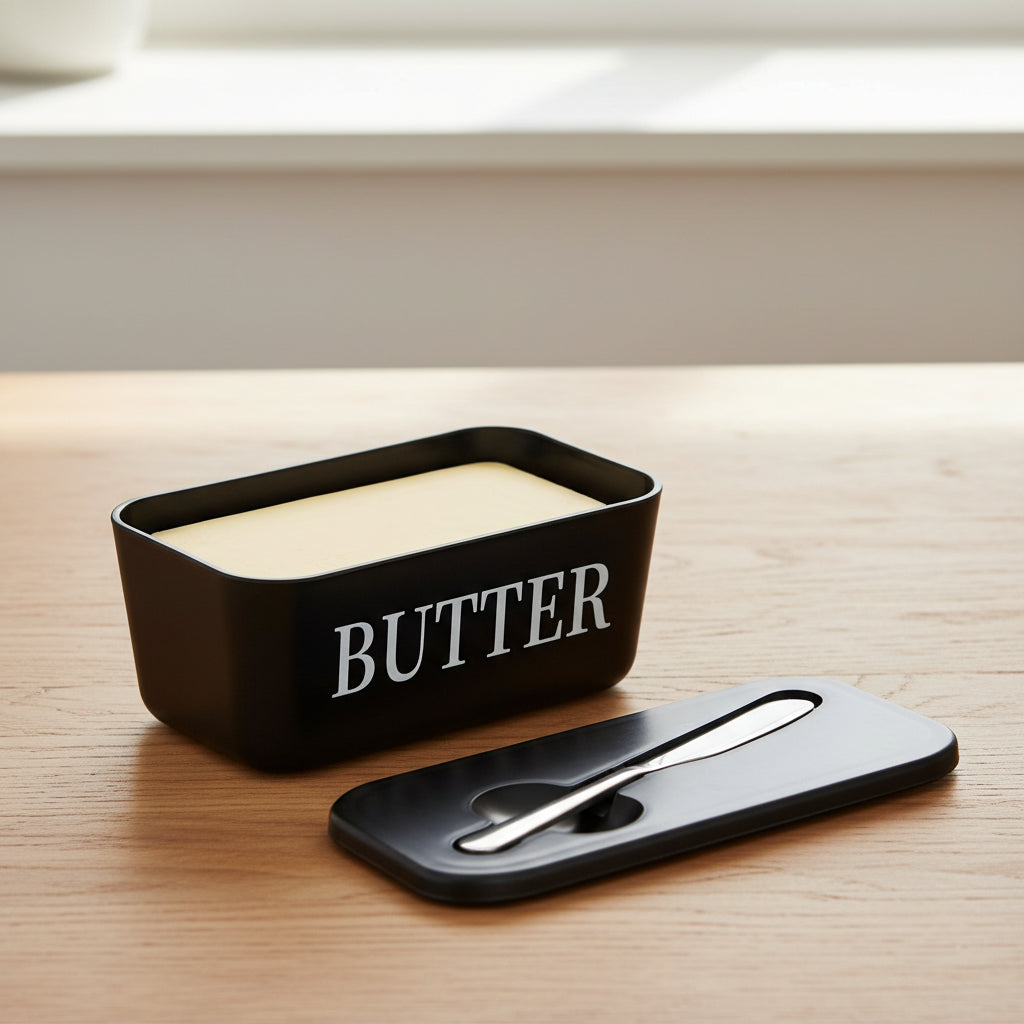 Butter Dish with Lid & Knife – Sealed Butter Storage Container