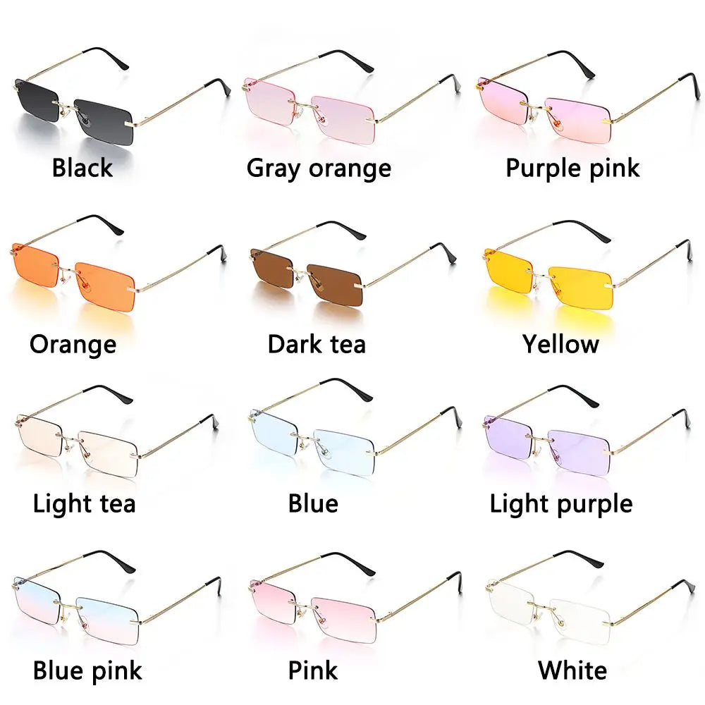 « Lunettes de soleil rectangle – Sans monture, unisexes, vintage UV400 »