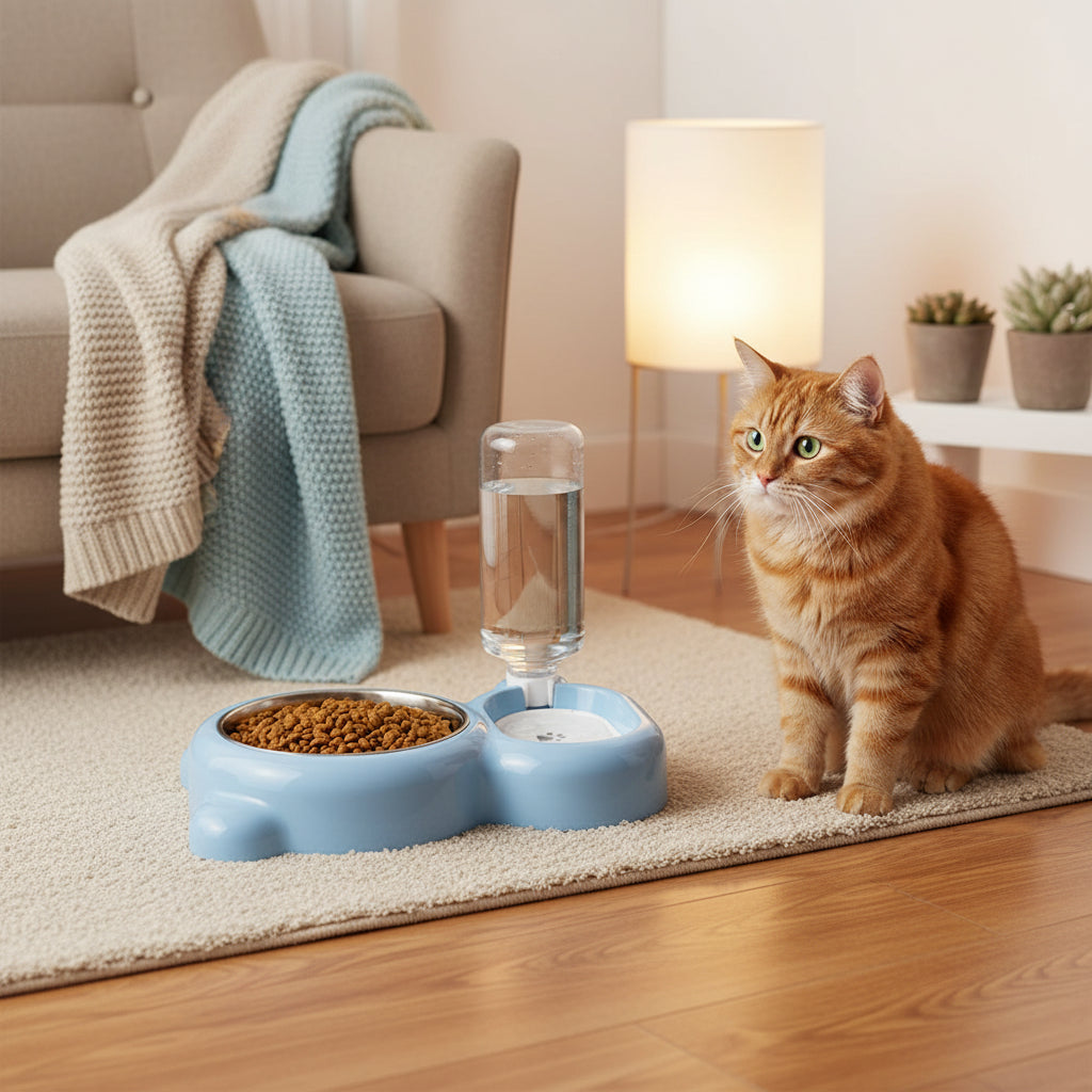 Automatic Pet Feeding & Water Bowl Set – Food Bowl with Water Dispenser