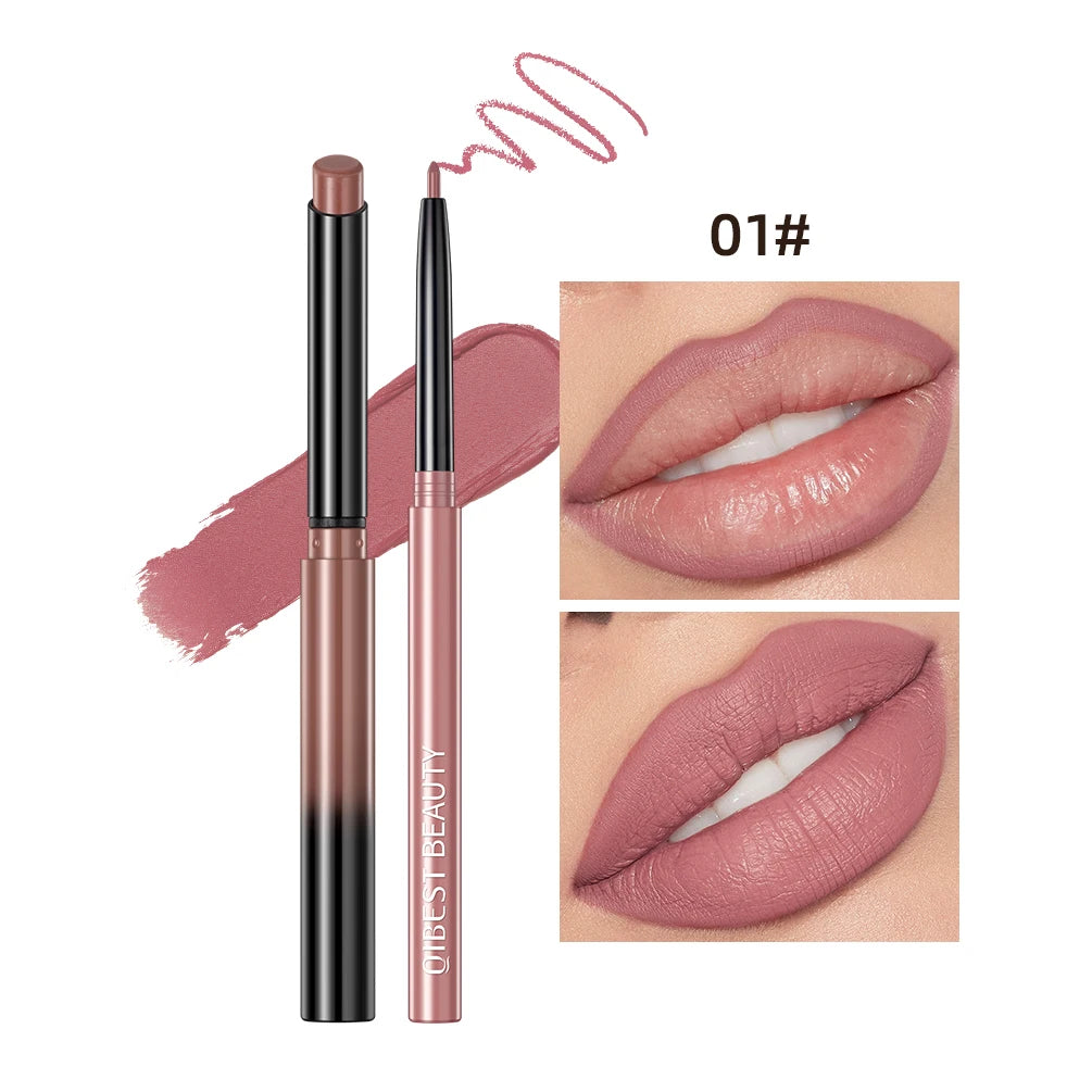 Coffret 2 pièces – Rouge à lèvres mat et crayon contour des lèvres nude | Tenue longue durée et waterproof | Maquillage lèvres précis et élégant