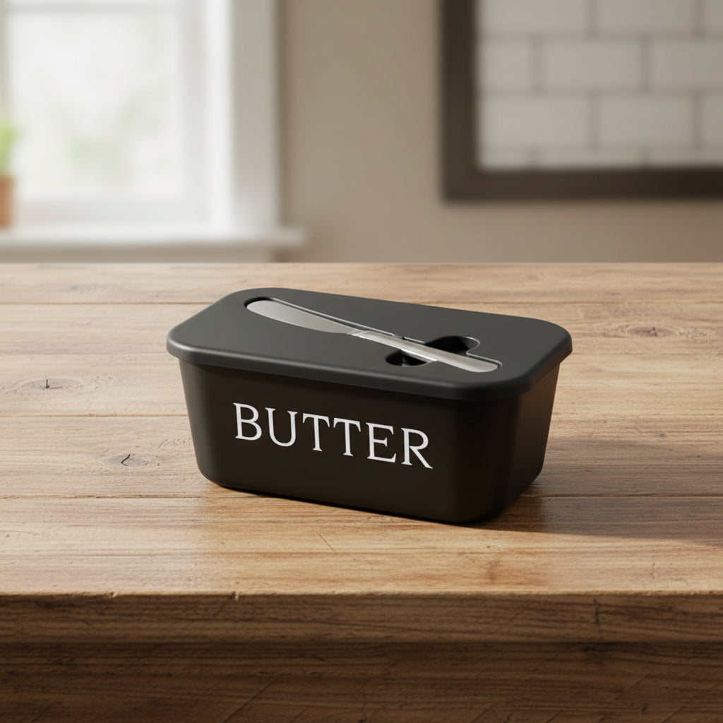 Butter Dish with Lid & Knife – Sealed Butter Storage Container