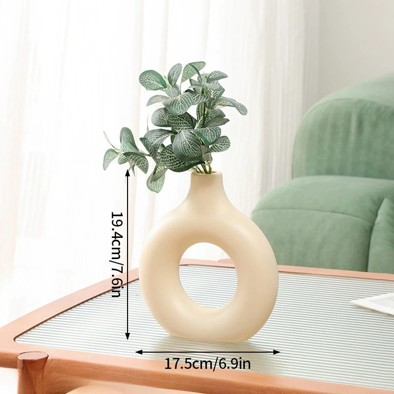 Modern White Decorative Vase – Minimalist Flower Vase for Home & Table Decor