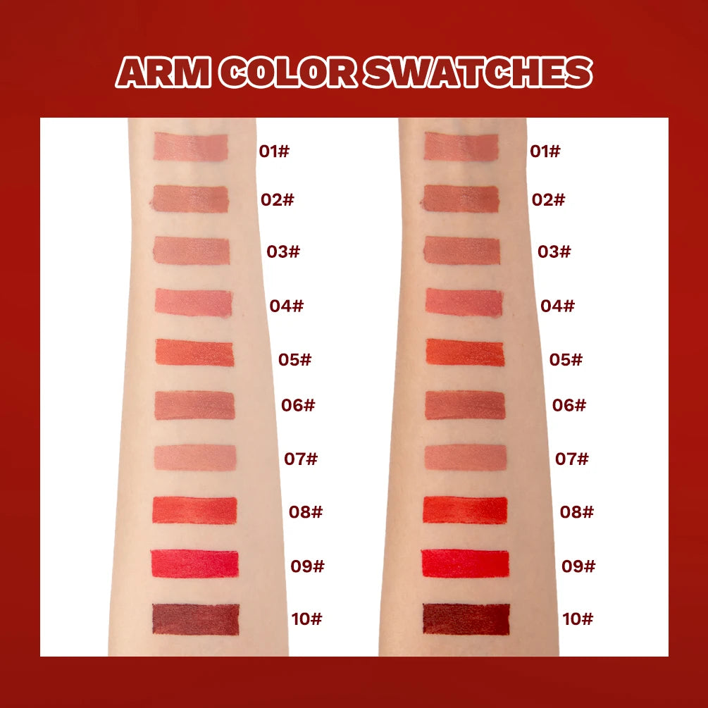 Rouge à Lèvres Nude Mat – Gloss, Haute Pigmentation, Classique et Sexy, Anti-Transfert, Longue Tenue, Teinte Rouge, Cosmétiques