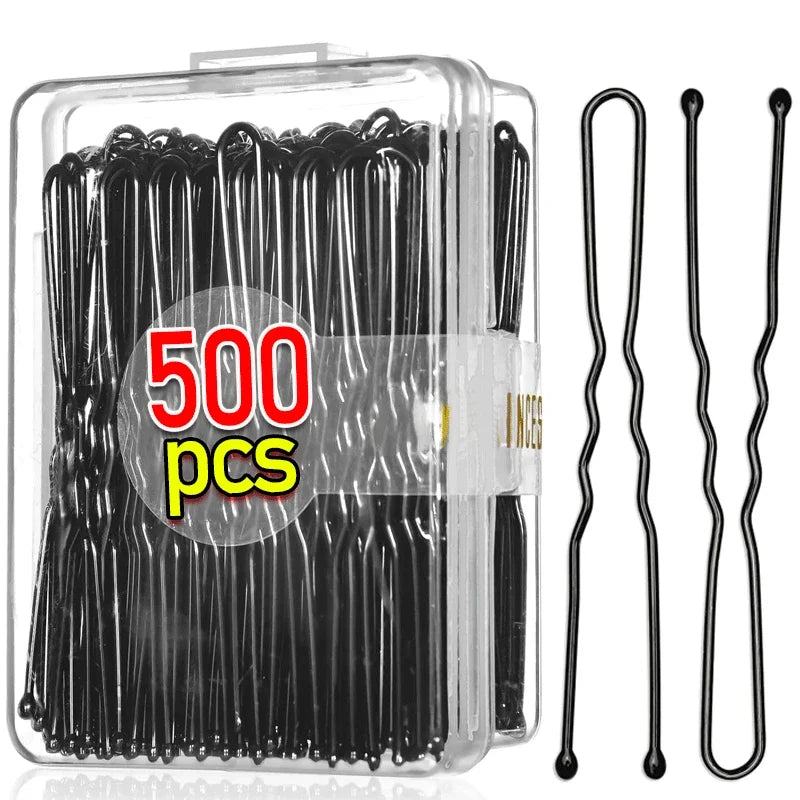 « Lot de Pinces Cheveux Noires – U et Invisibles »