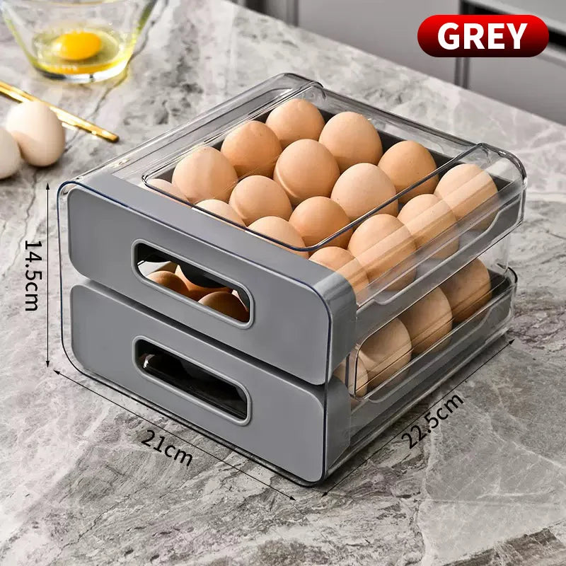 Multi-Layer Egg Storage Container – Refrigerator Drawer Organizer Rack