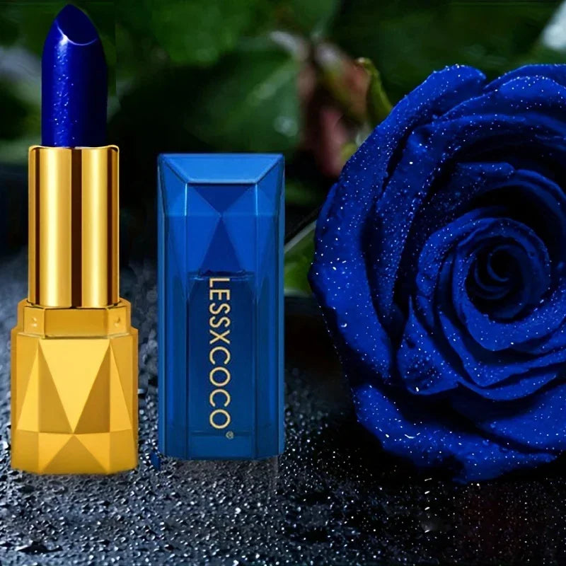 Rouge à lèvres velours bleu – Mat, thermosensible, waterproof et hydratant