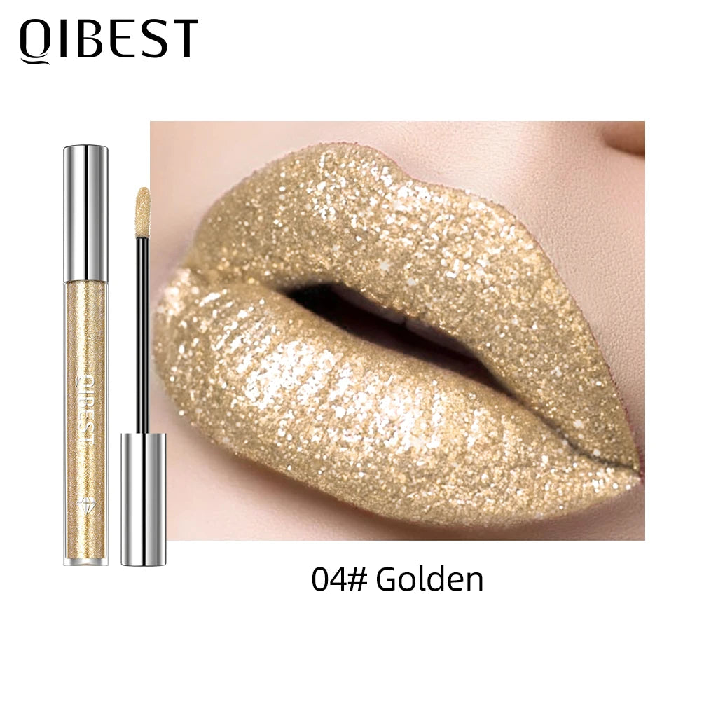 Rouge à lèvres liquide à paillettes de diamant, imperméable, longue durée, brillant à lèvres en métal, charmant, teinte de maquillage pour femmes