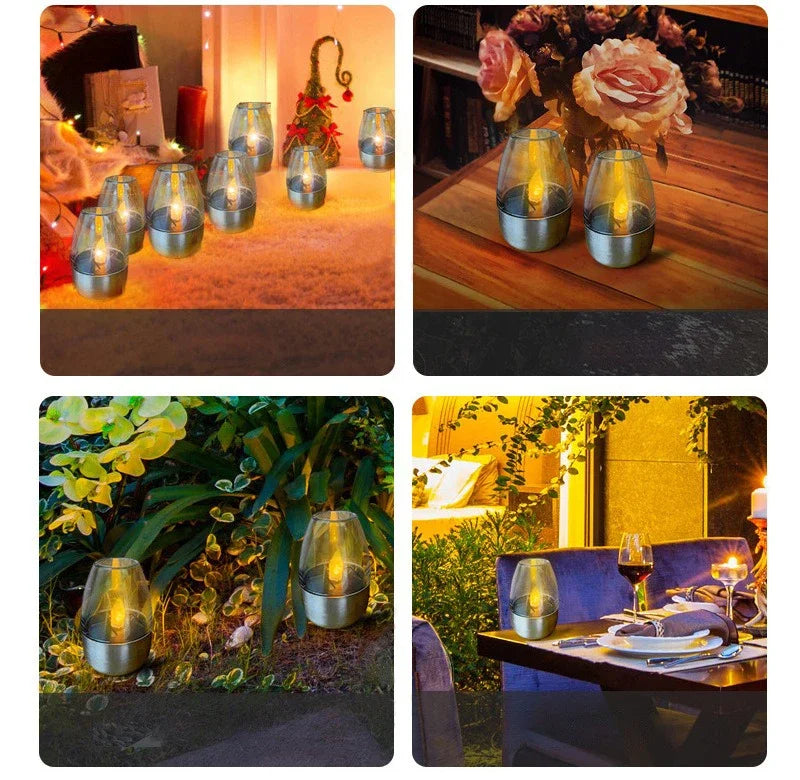 Solar LED Flameless Candles – Waterproof Outdoor Candle Lights for Garden & Wedding Decor
