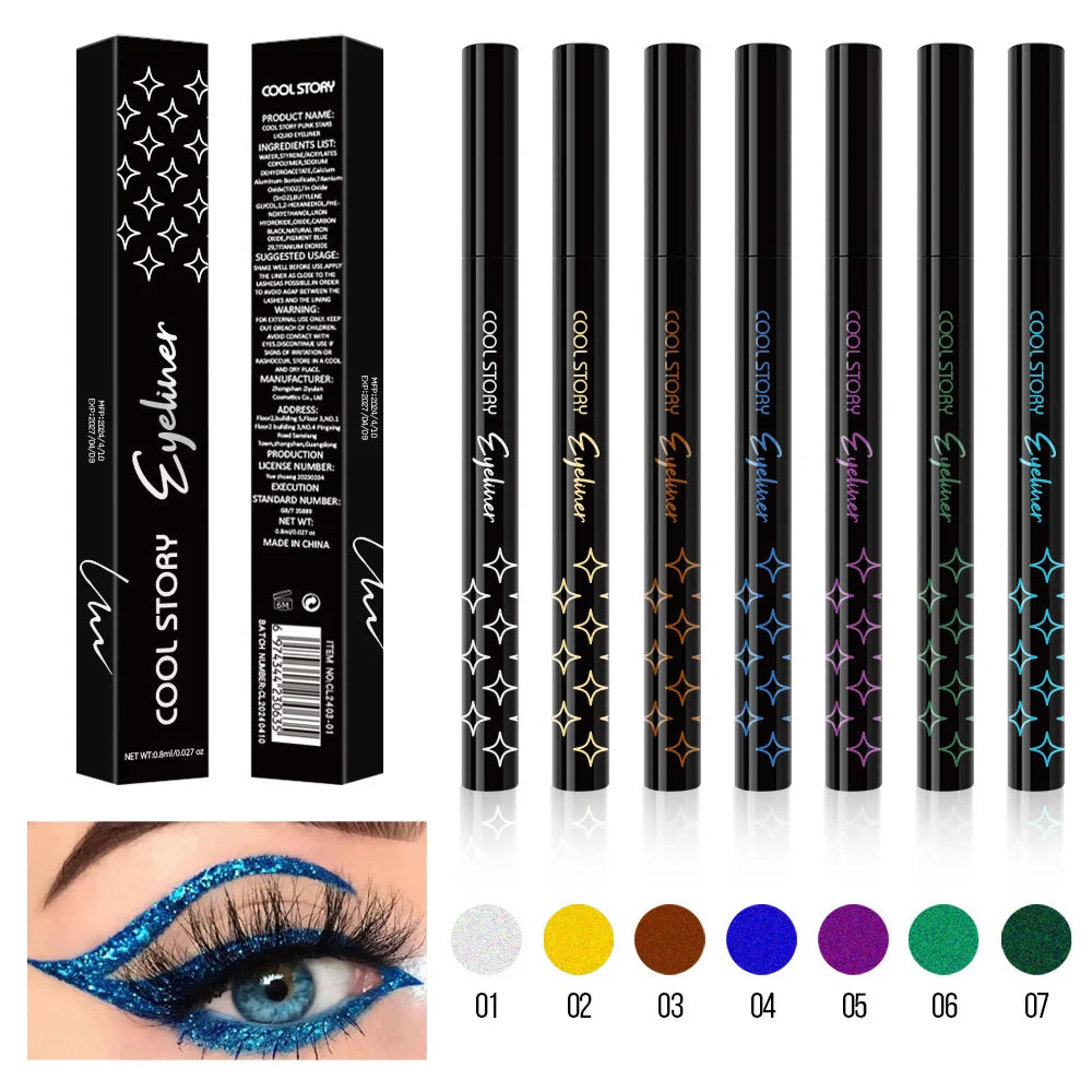 Stylo Eyeliner nacré à paillettes, stylo fard à paupières en ver à soie métallique, éclaircissant pour les yeux, séchage rapide, maquillage longue durée et imperméable